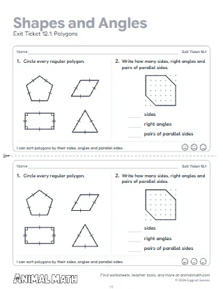 5th Grade Shapes and Angles Exit Tickets