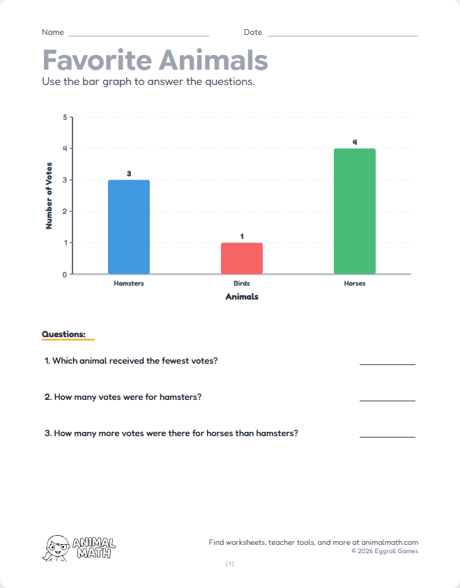 Bar Graph - Animals to 5 preview
