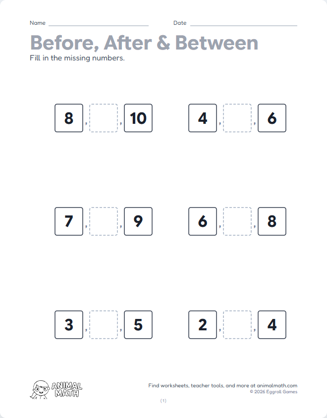 Between Numbers to 10 preview