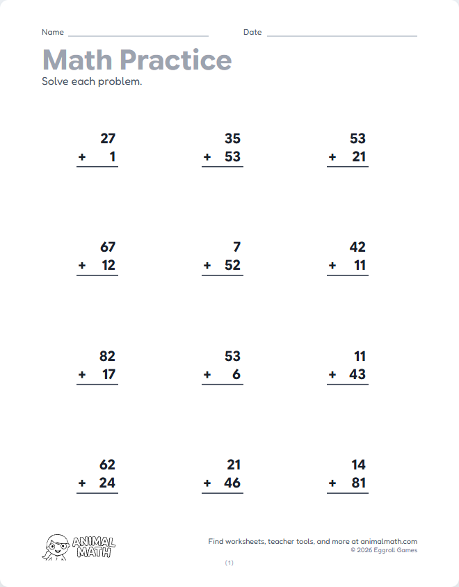 Column Math to 100