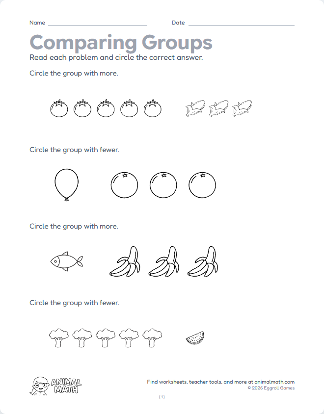 Comparing Groups - Objects to 5 preview
