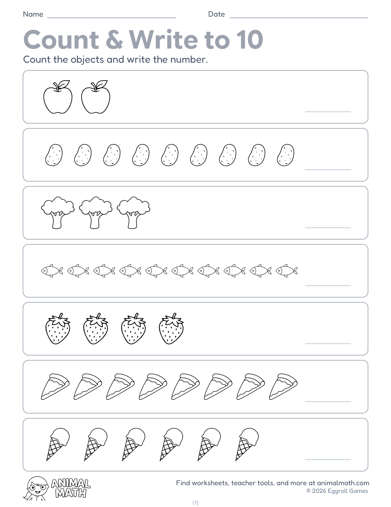 Count & Write to 10 preview