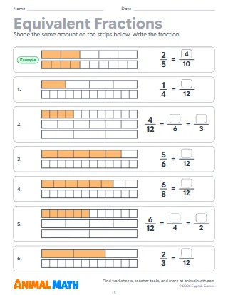 Equivalent Fractions for 4th Grade