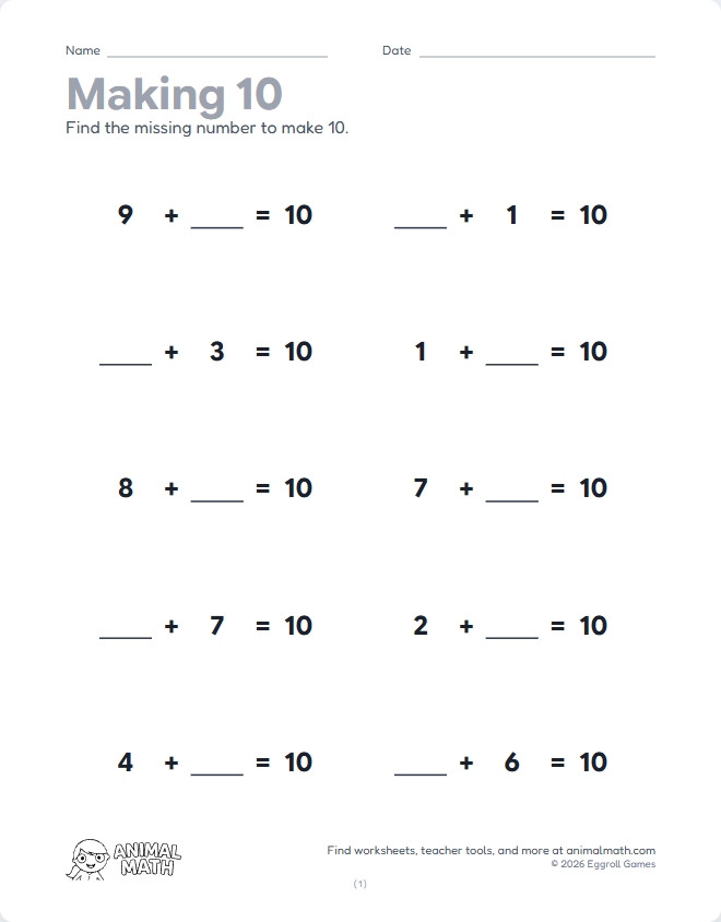 Making 10 - Equations (Set 2) preview