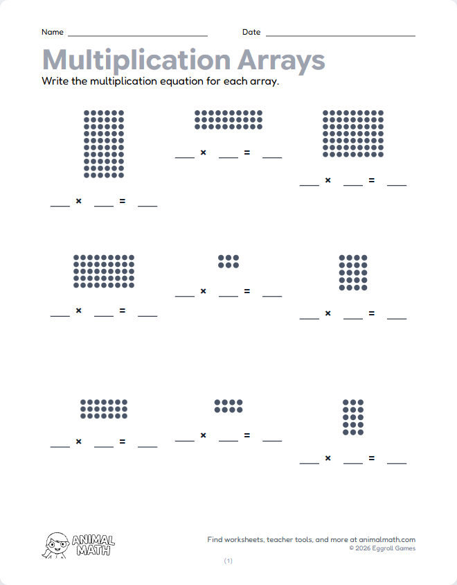 Multiplication Arrays to 10 preview
