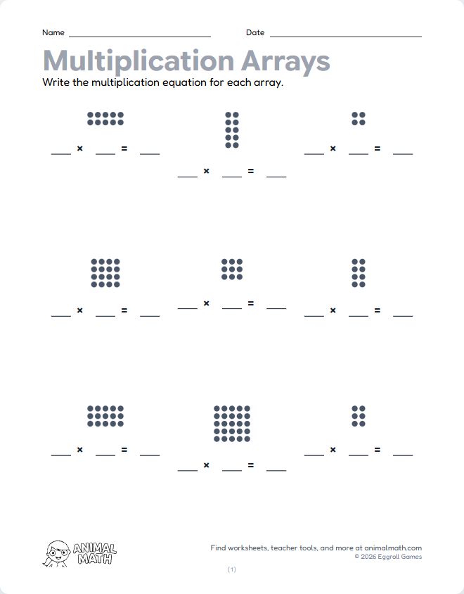 Multiplication Arrays to 5 (Set 2) preview