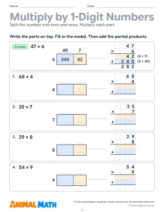 Multiplying by 1-Digit Numbers