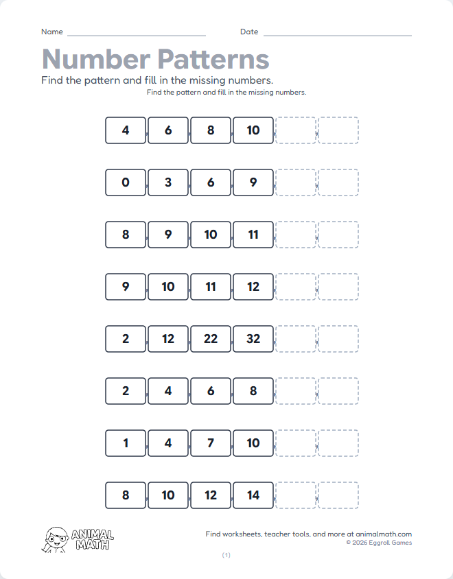 Number Patterns - Count Up (Simple) preview