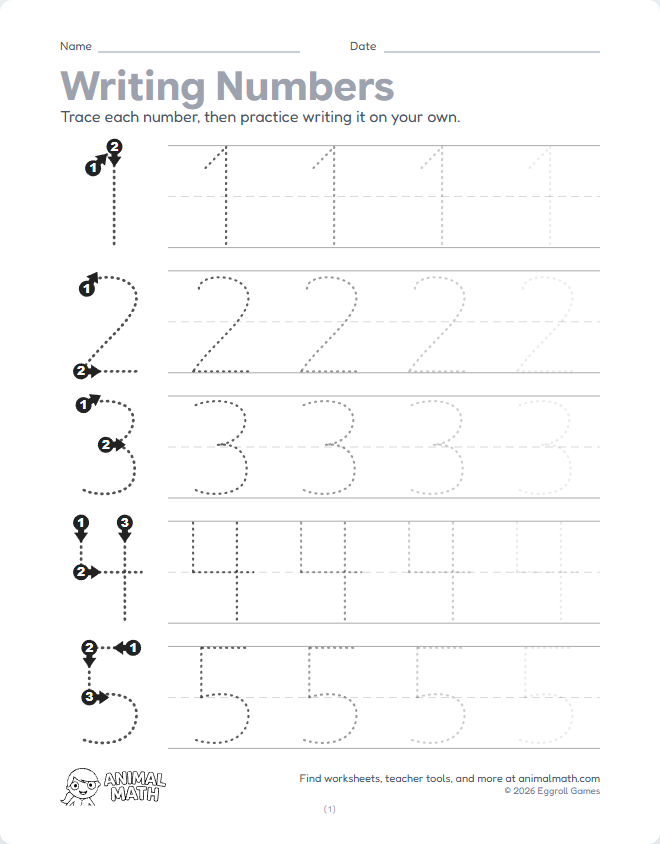Number Tracing - Large (Set 2)