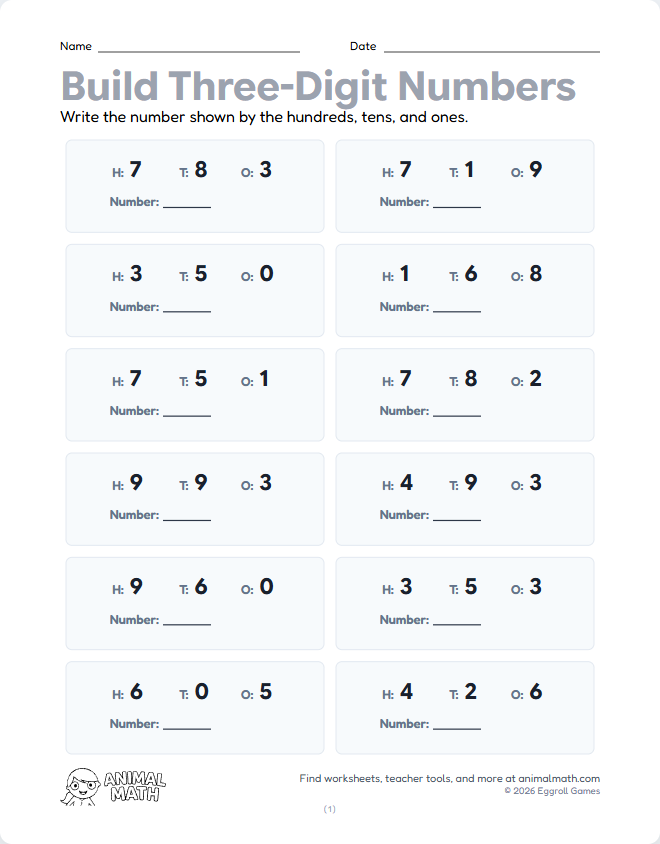 Three-Digit Place Value - Build (Mid) preview