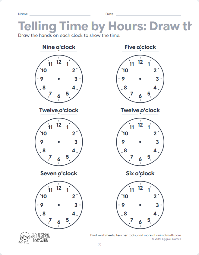 Words to Clock - Hours (Set 2) preview
